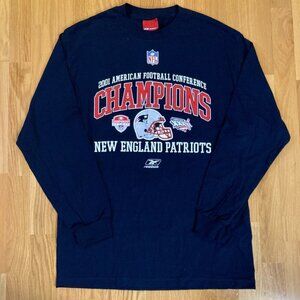 Vintage 2001 New England Patriots Super Bowl 36 AFC Champions Long Sleeve Size X